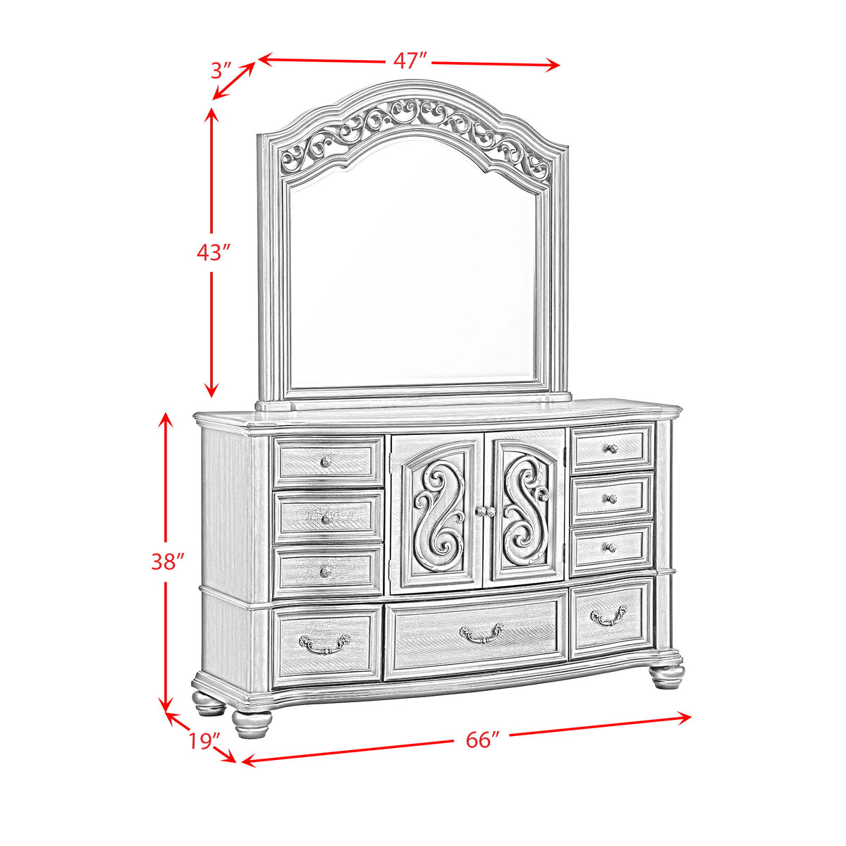 Brunswick 7-Drawer Dresser in Dark Brown by Elements International, view 12