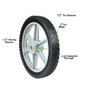 Universal 12" Spoked Plastic Wheel And Tire For Lawn Mowers & Trolley Carts, 10 Pack - Black