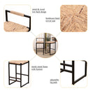 Woven Bar Stools With Back Support, Counter Height Dining Chairs (Set of 2)