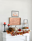 Thanks Wall Sign, Wall Art Decor For Harvest Festival Fall Festival & Thanksgiving Table Decorations (Set of 2) - Black / Orange / White