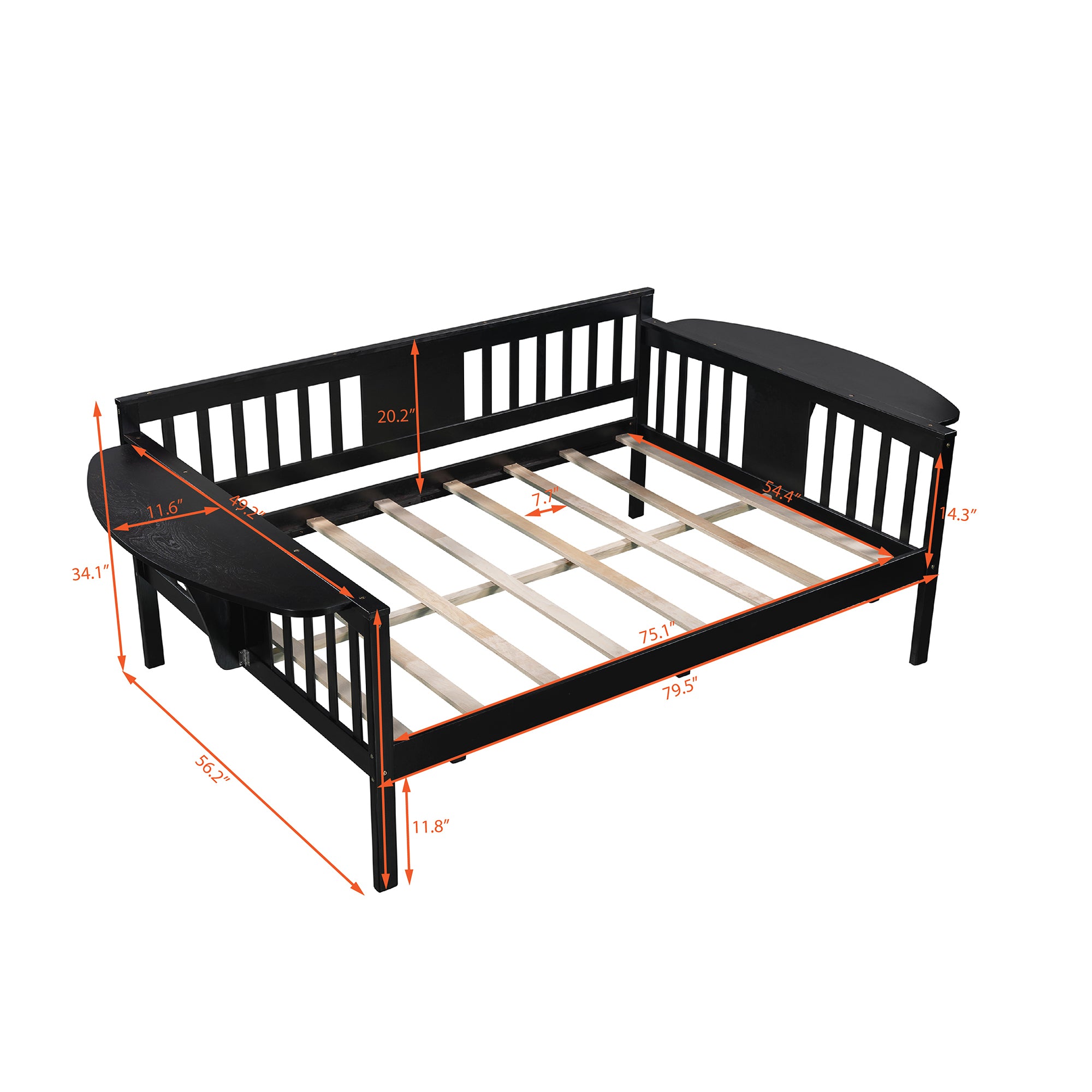 Full size Daybed, Wood Slat Support, Espresso