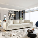 Plush Corduroy 4 Seat Sofa With Soft Pillows And Movable Ottoman