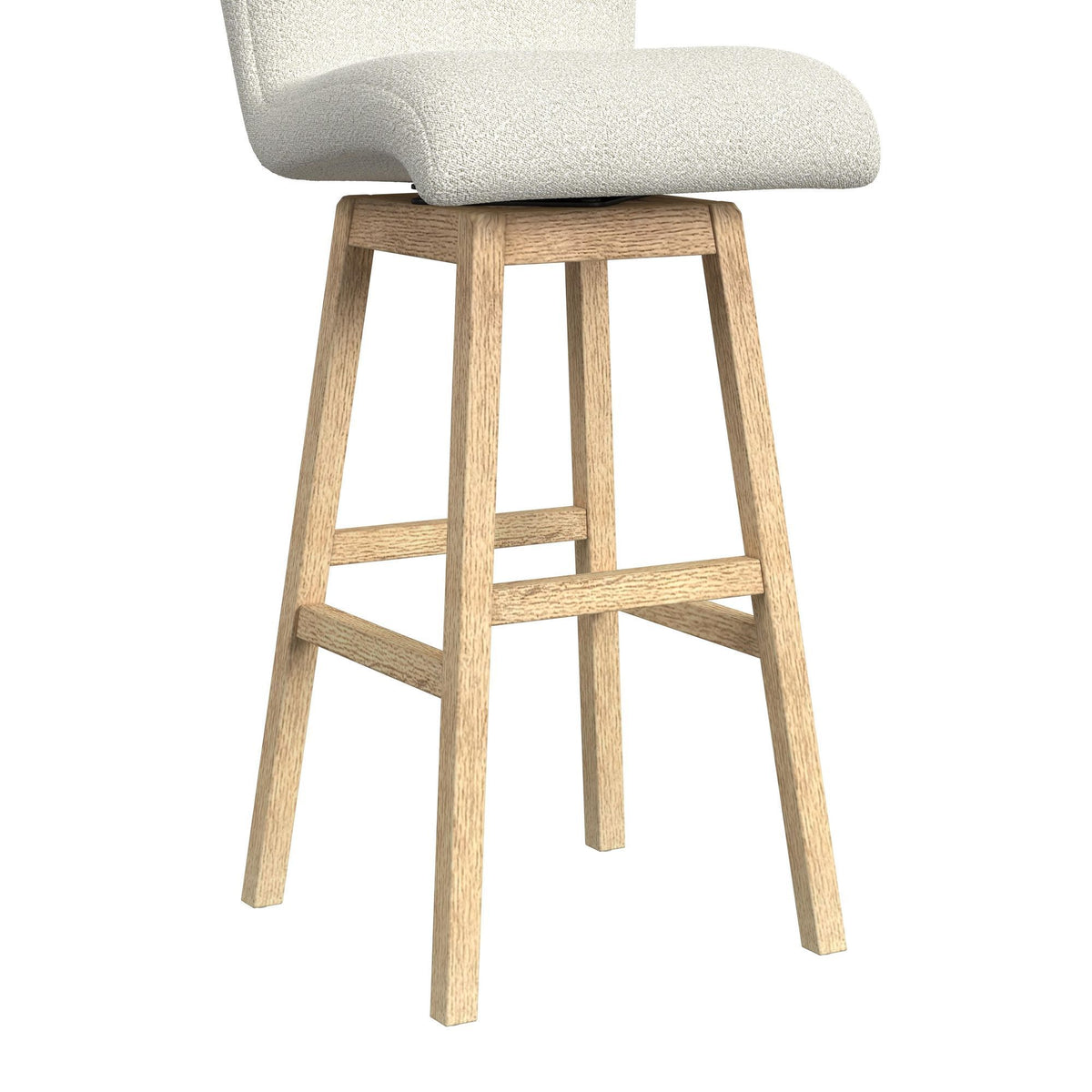 Cambrie Upholstered Swivel Bar Stool With Boucle (Set of 2) in Beige / Natural by Elements International, view 6