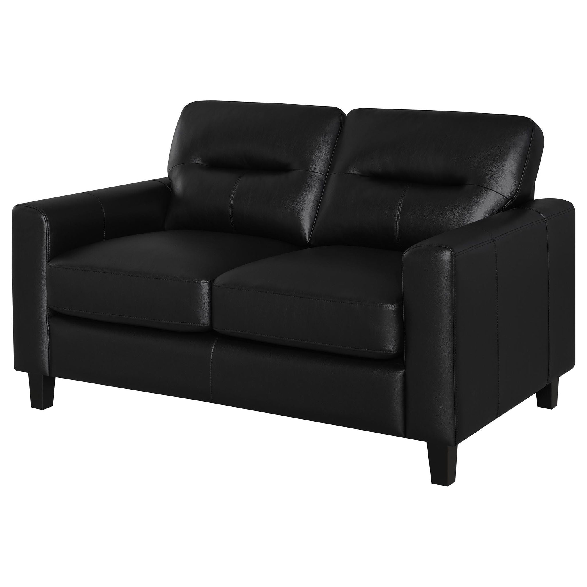 Scotland Faux Leather Upholstered Track Arm Loveseat Black