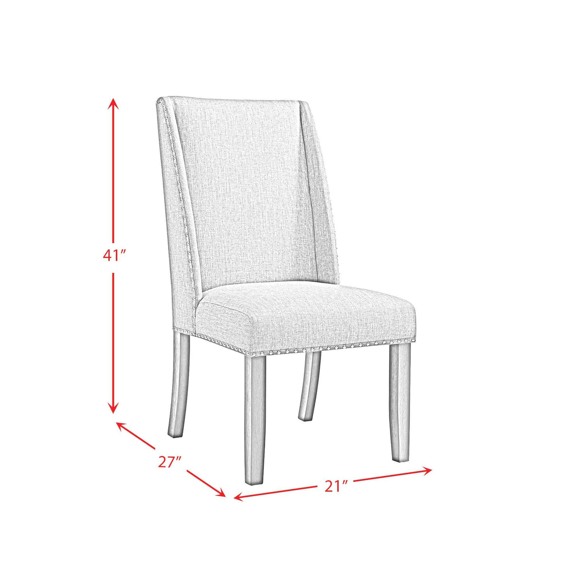 Everdeen Side Chair With Gray Fabric and Nail Heads (Set of 2) in Charcoal by Elements International, view 6