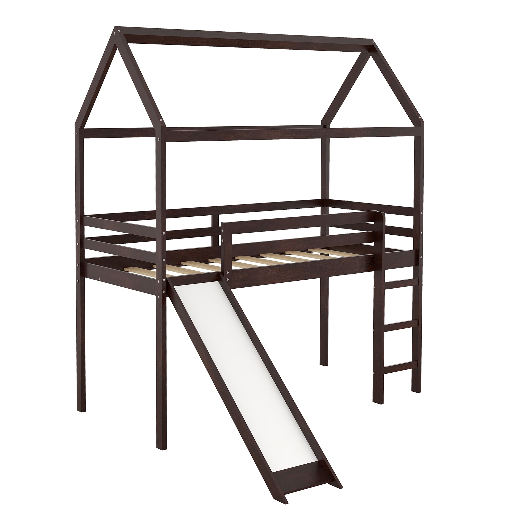 Twin Loft Bed with Slide, House Bed with Slide,Gray(OLD SKU :WF286245AAP) - Atlantic Fine Furniture Melbourne FL