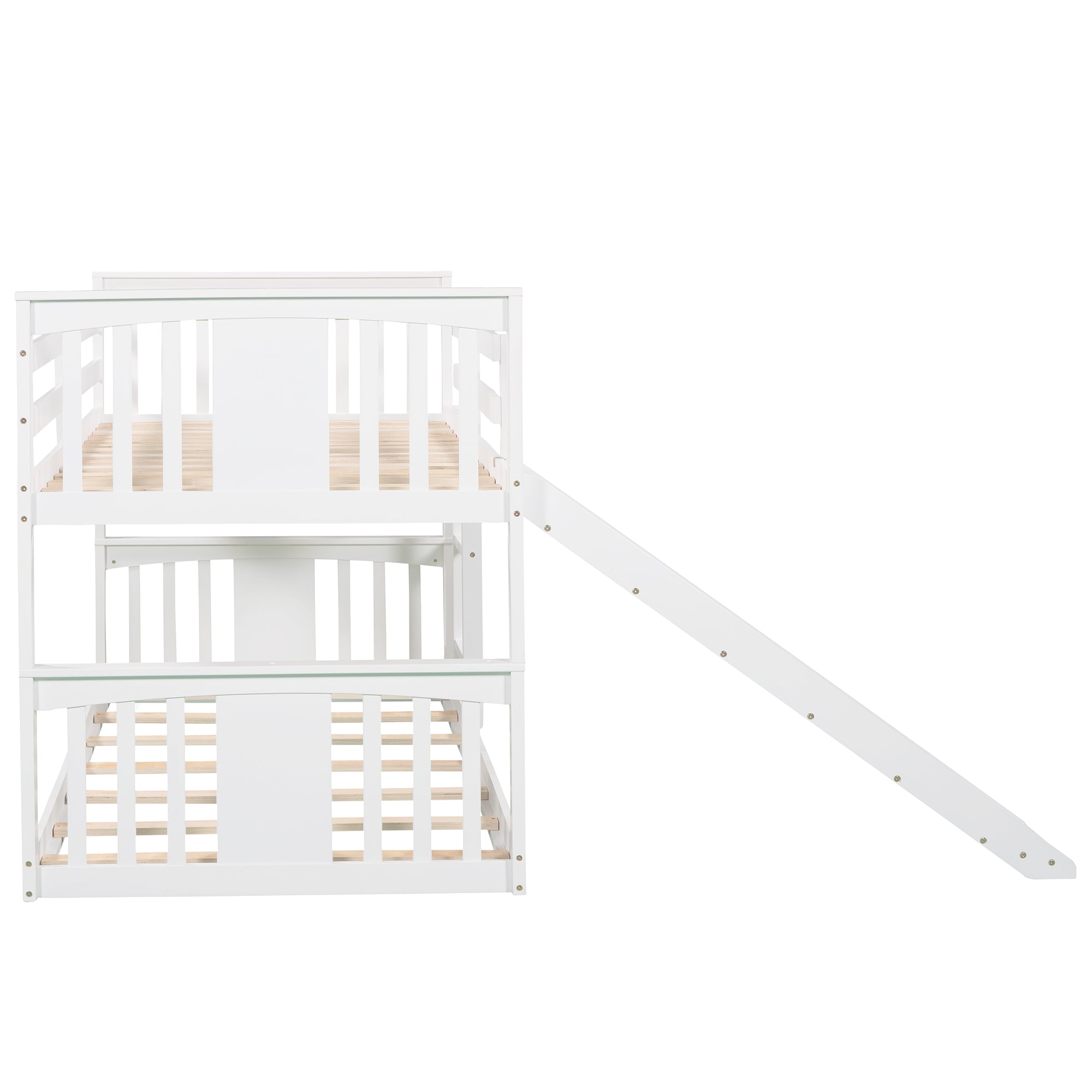 Twin Over Twin Bunk Bed with Slide and Ladder, White (Old SKU:LP000108AAK)