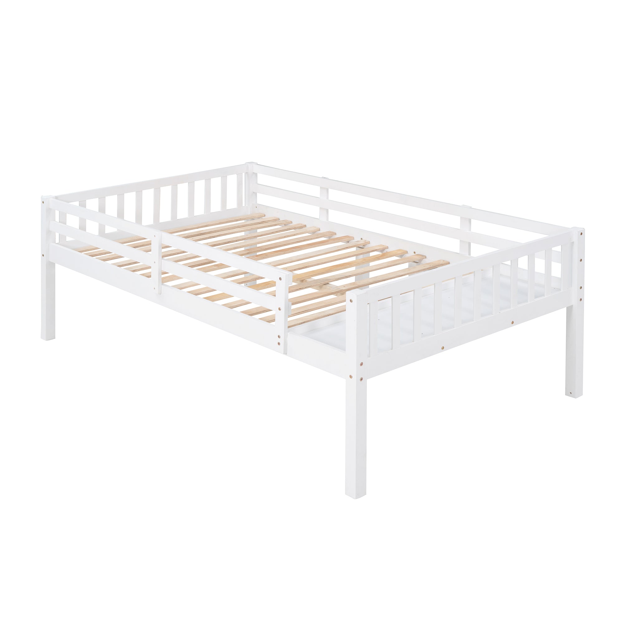 Full Over Twin & Twin Bunk Bed, Wood Triple Bunk Bed with Drawers and Guardrails, White (OLD SKU: LP000143AAK)