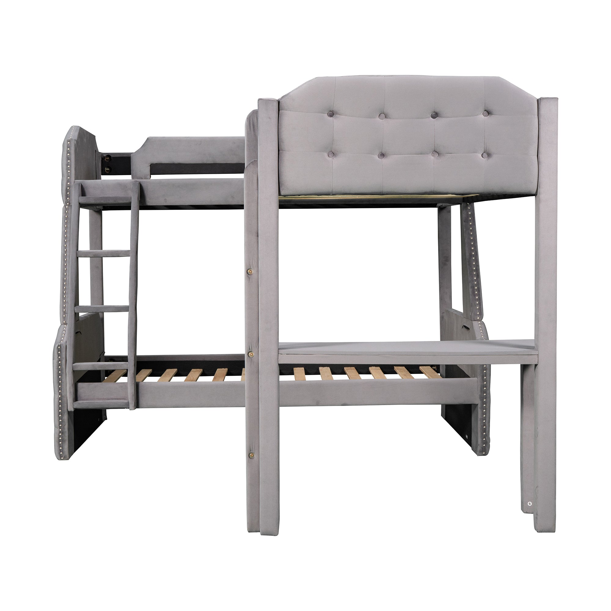 L-Shaped Twin over Full Bunk Bed and Twin Size Loft Bed with Desk,Grey - Atlantic Fine Furniture Melbourne FL