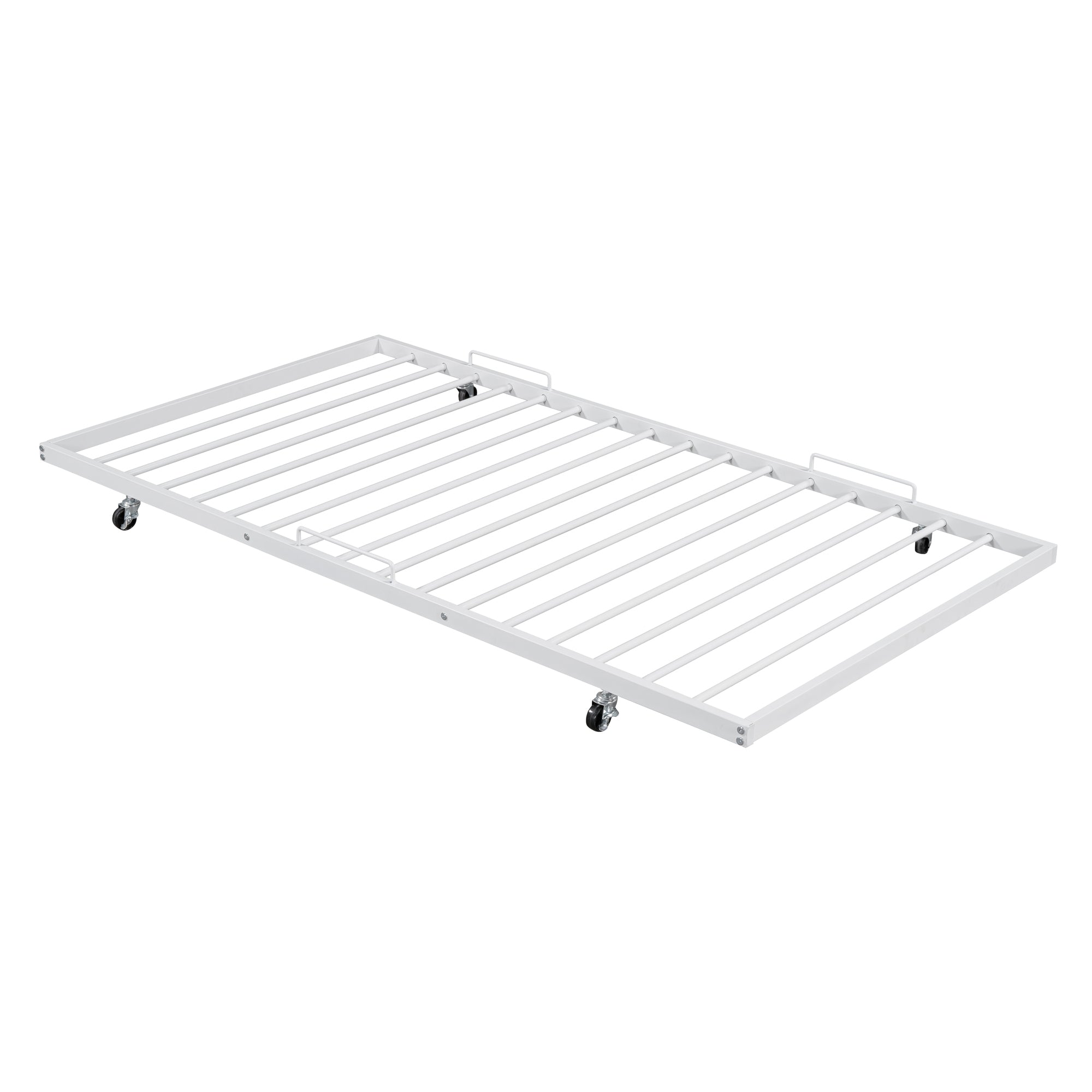 Twin Size Metal Daybed with Curved Handle Design and Twin Size Trundle, White - Atlantic Fine Furniture Melbourne FL