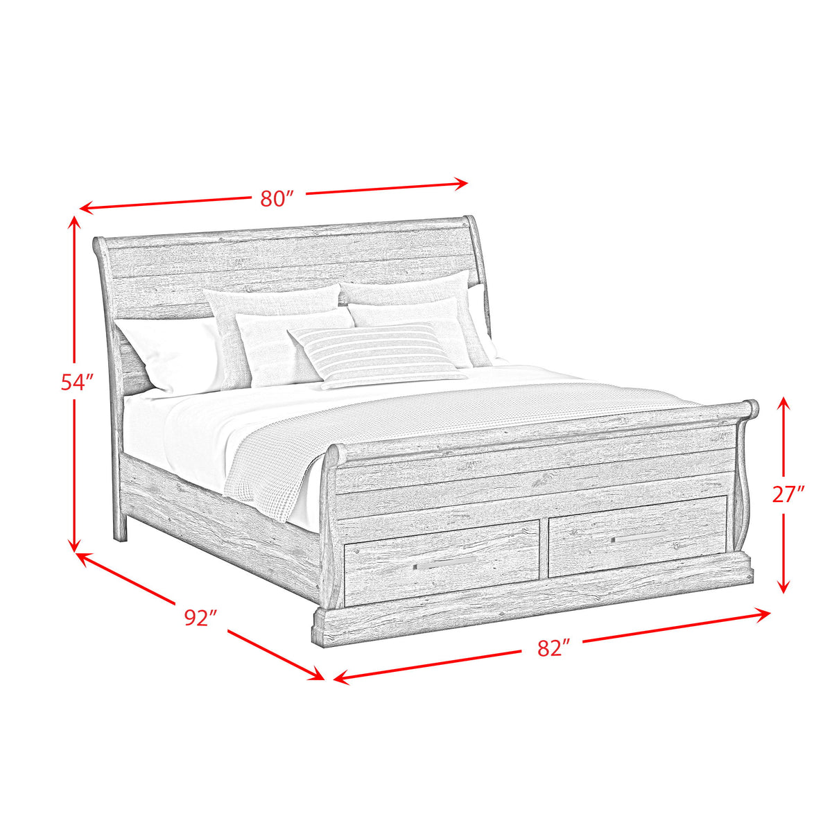 Park Ridge Sleigh Storage Bedroom Set in Dark Gray by Elements International, view 5