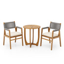 Outdoor 3 Piece Dining Set With Cushion - Gray / Teak