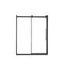 Frameless Shower Door Single Sliding, Clear Tempered Glass Shower Door With Zinc Roller Rail System, Stainless Steel Handle - Black