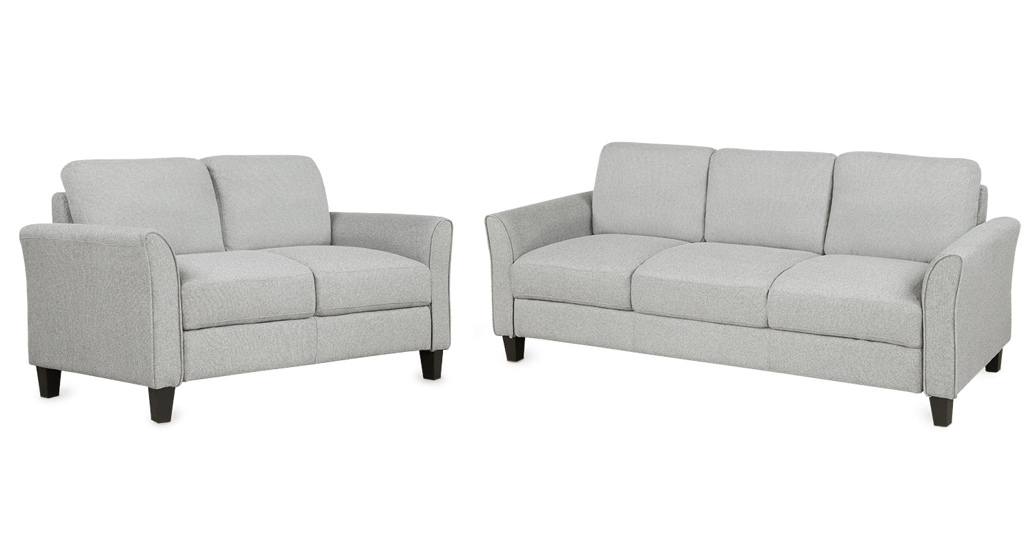 Living Room Furniture Loveseat Sofa and 3-seat sofa (Light Gray) - Atlantic Fine Furniture Melbourne FL
