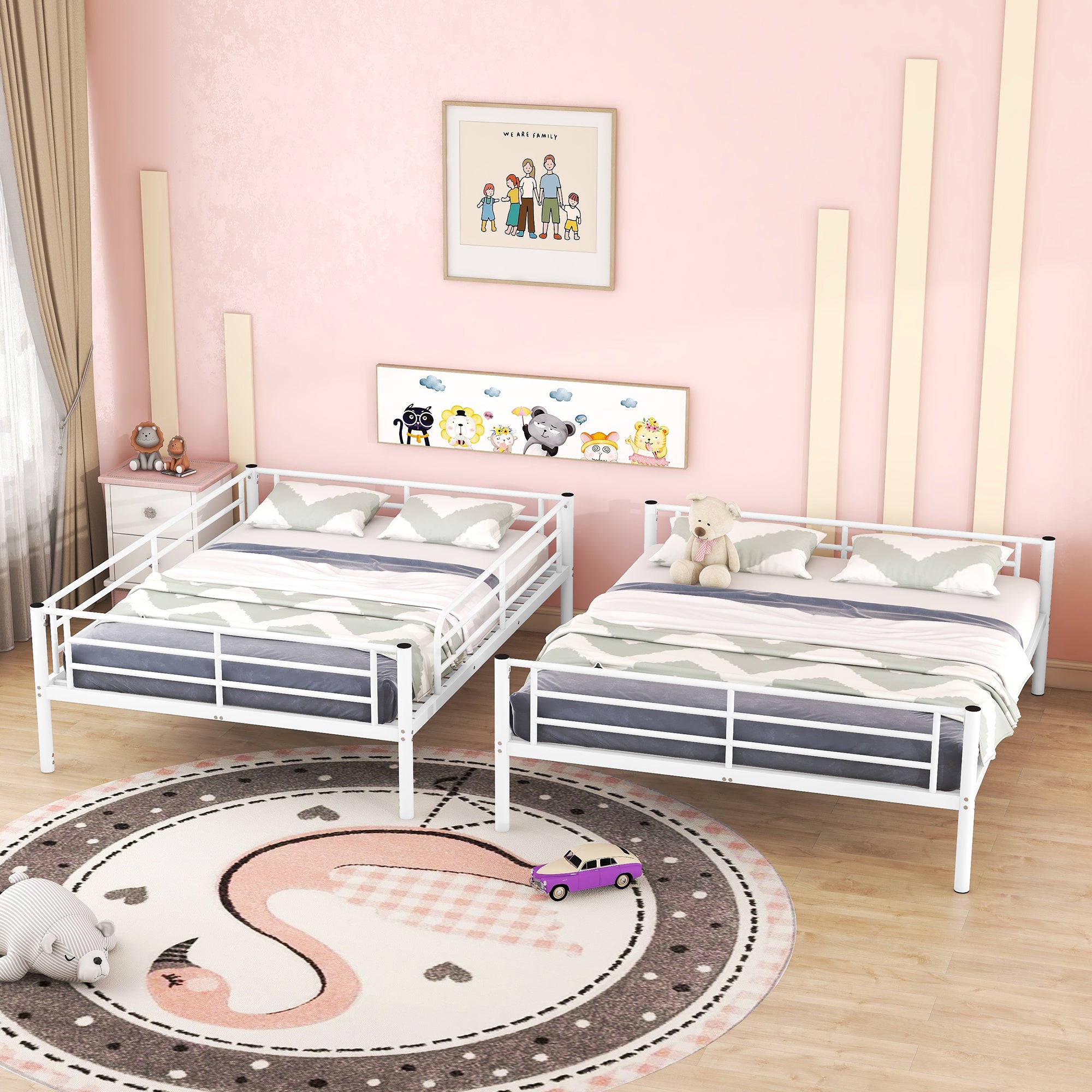 Full XL Over Queen Metal Bunk Bed, White - Atlantic Fine Furniture Melbourne FL