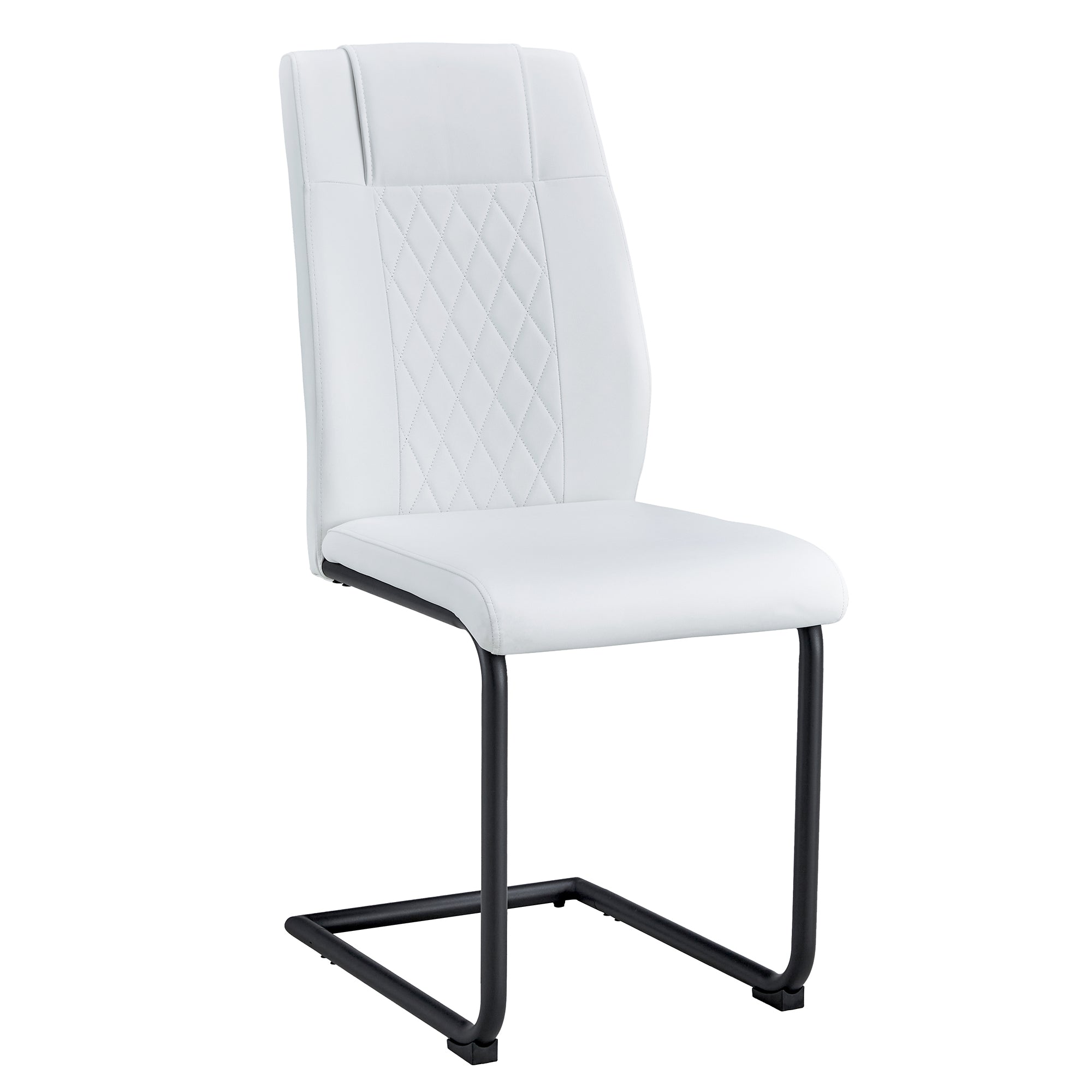 Modern dining chairs with faux leather upholstered seats - dining room chairs with metal legs, suitable for kitchen, living room, bedroom, dining room side chairs, set of 6 pieces (white+PU leather)