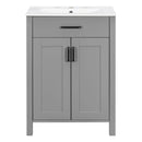 Bathroom Vanity With Ceramic Sink, Soft Close Doors, Flip Drawer, Double Layer Door Shelves
