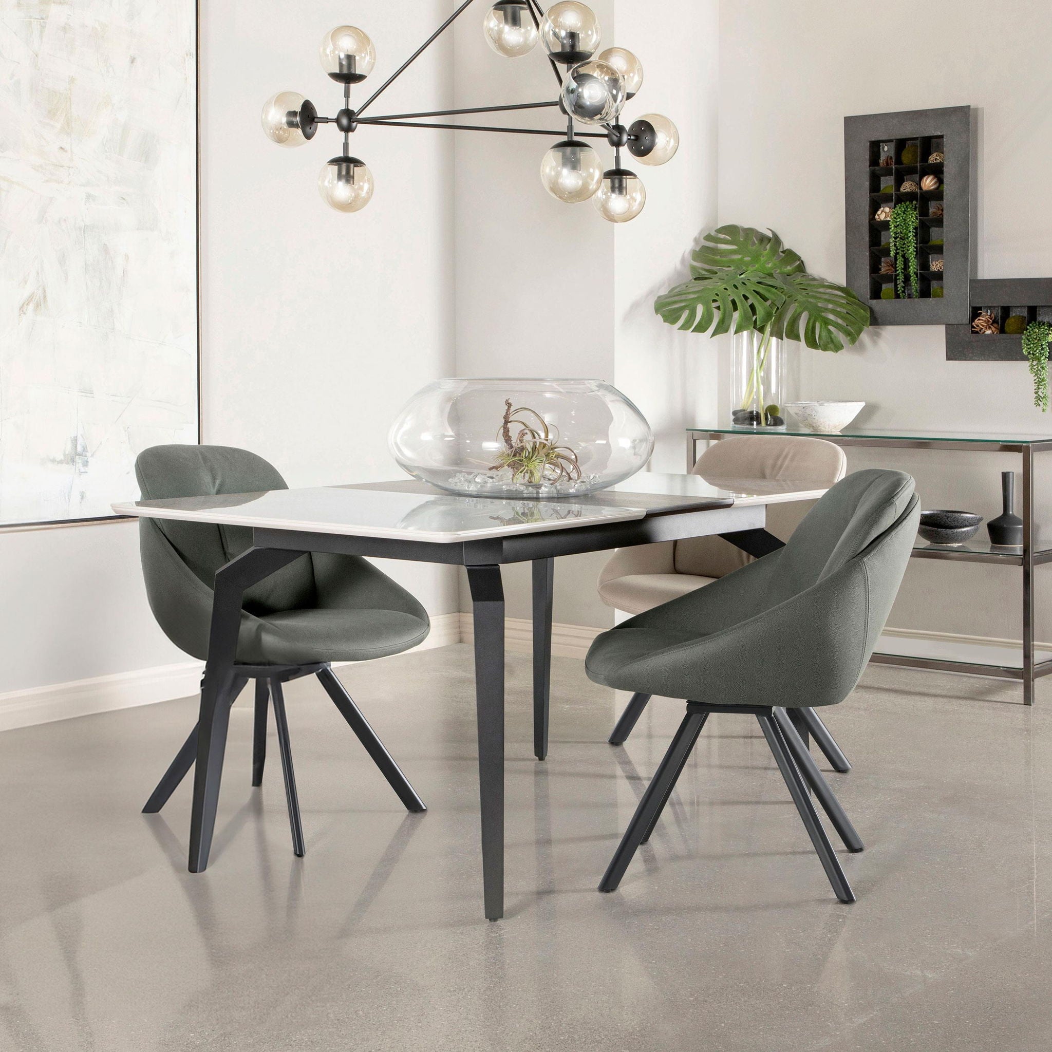 Mina Rectangular 65-inch Extension Dining Table Grey Ceramic