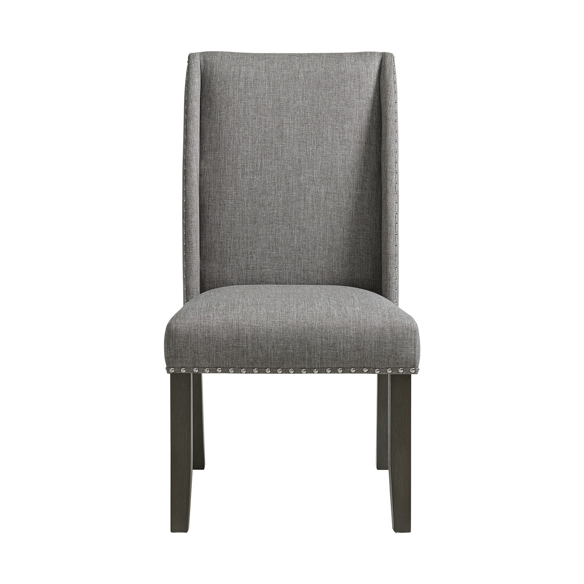 Everdeen - Side Chair With Gray Fabric and Nail Heads (Set of 2) - Charcoal