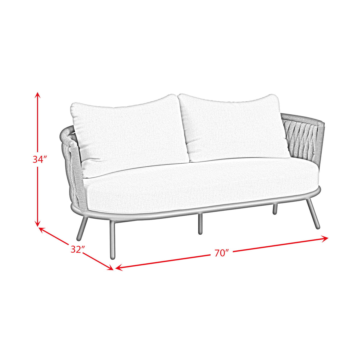 Bali Loveseat With Olefin in Dark Gray by Elements International, view 5