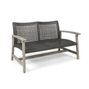 Hampton - Outdoor Wood And Wicker Loveseat - Gray