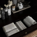 Minimalist Buffet Cabinet With Double Glass Doors And Drawer