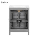 Bathroom Vanity With Ceramic Sink, Soft Close Doors, Flip Drawer, Double Layer Door Shelves