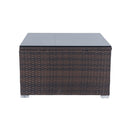 11 Piece Patio Wicker Conversation Set, 10 Seater Patio Sectional Set With 3 Storage Box Under Seat - Brown / White