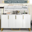 Modern Sideboard With Four Doors, Metal Handles & Legs And Adjustable Shelves Kitchen Cabinet