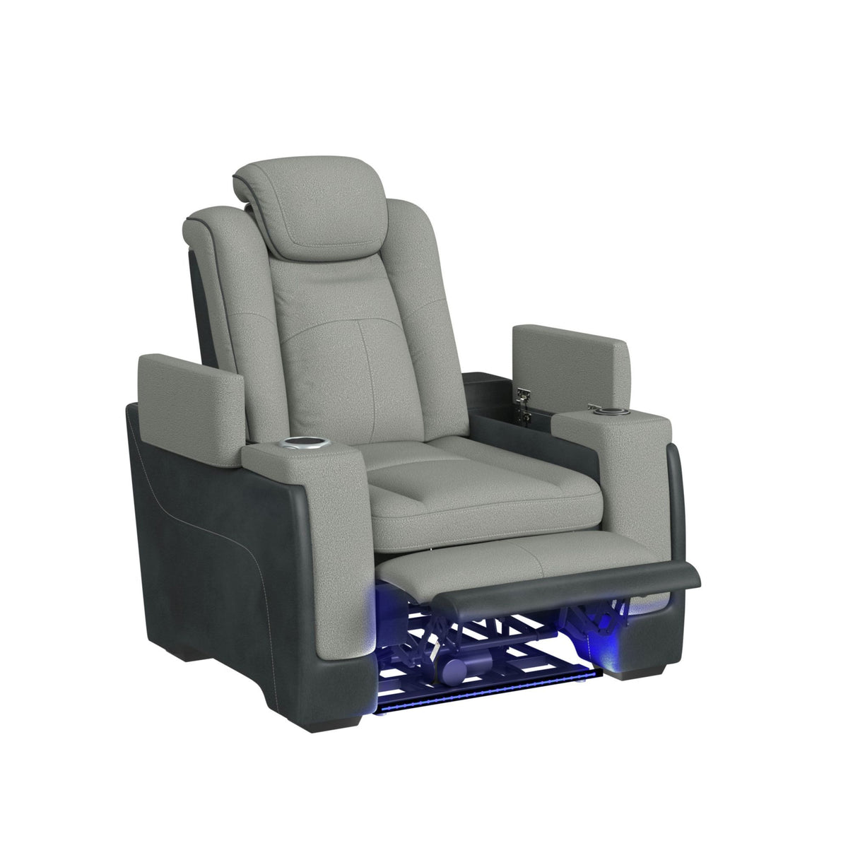 Lantana Power Motion Recliner With Power Headrest, LED , Wireless Charger And Cup Holder in Gray by Elements International, view 9