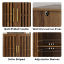 Grille Striped Sideboard Buffet Cabinet With Storage