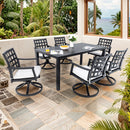 Modern Classic Outdoor Patio Dining Set, Rectangular Table & Dining Chairs, Rust Free, Weather Resistant