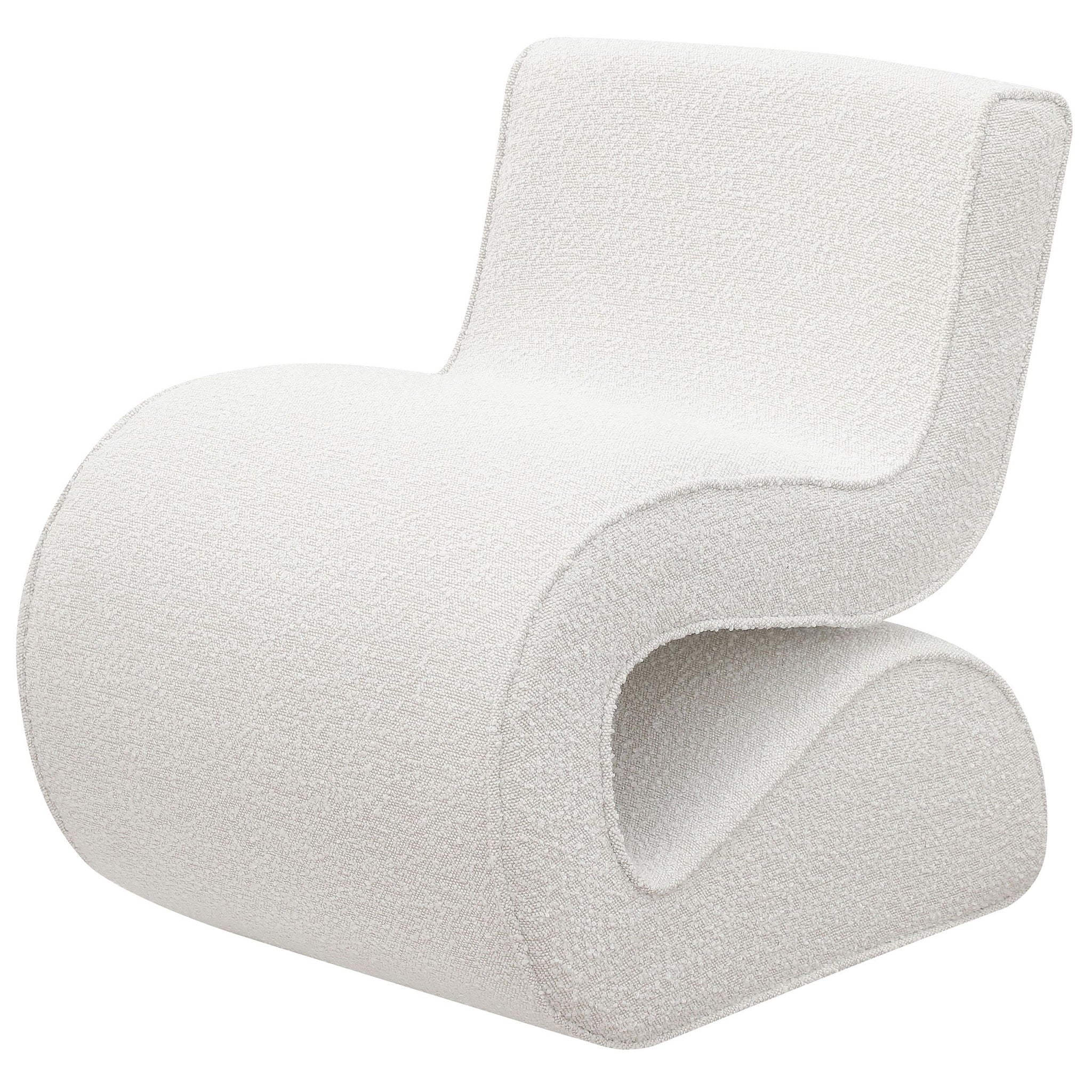 Ronea Boucle Upholstered Armless Curved Chair Cream - Atlantic Fine Furniture Melbourne FL
