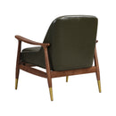 Mid - Century Accent Chair With Cushioned Seat, Brass Tipped Legs