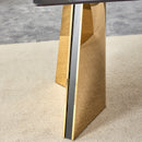 Marble Patterned Slab Dining Table With Steel Butterfly Legs