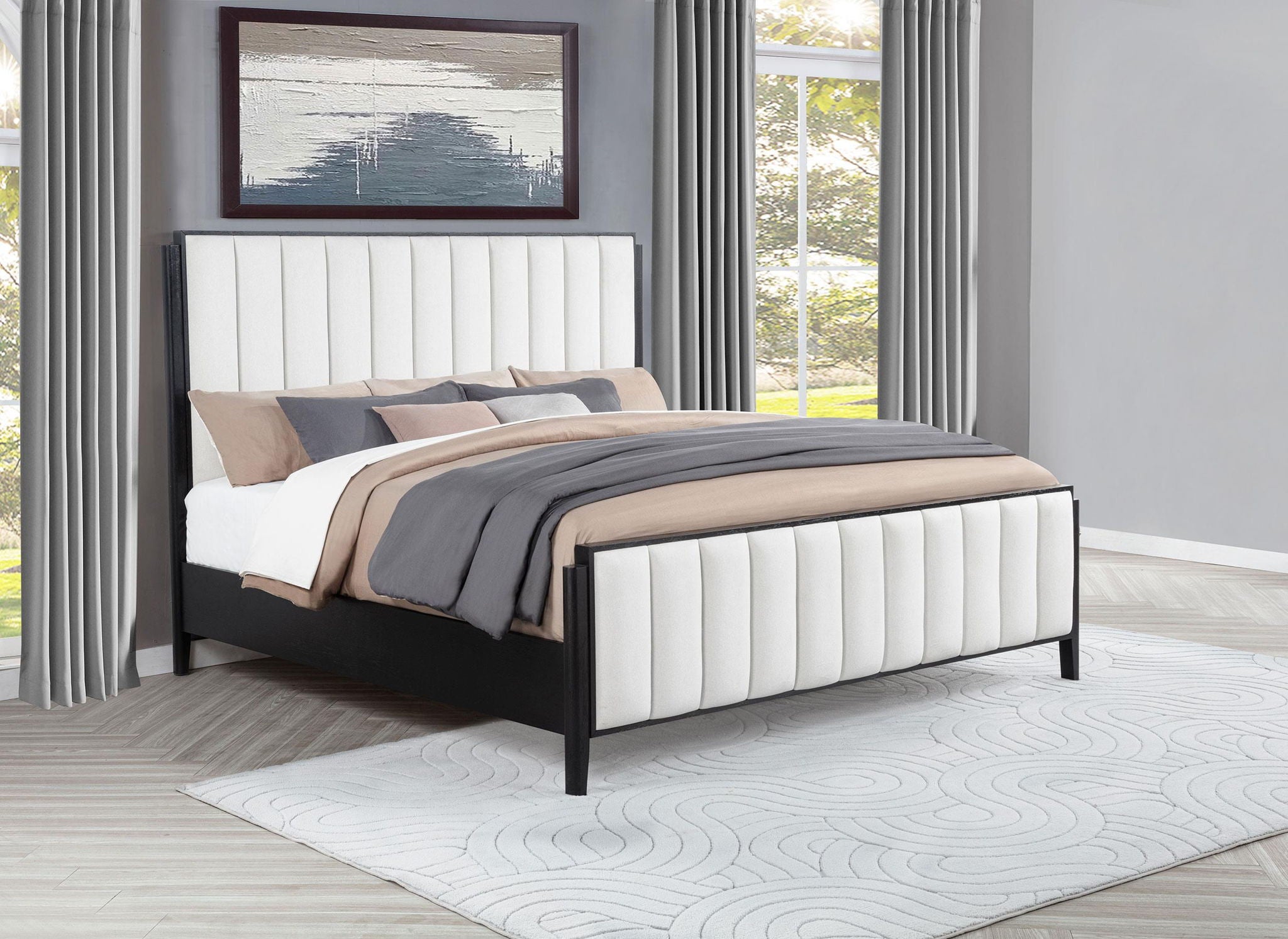 Brookmead 60-inch Upholstered Eastern King Bed Black