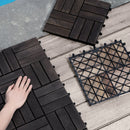 Acacia Wood Interlocking Deck Tiles Checker Pattern For Outdoor Flooring