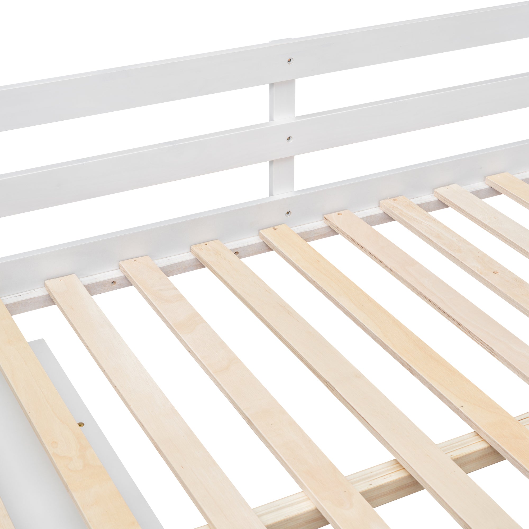 Full Size Loft Bed with Retractable Writing Desk and 3 Drawers, Wooden Loft Bed with Storage Stairs and Shelves, White - Atlantic Fine Furniture Melbourne FL
