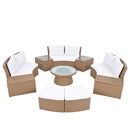 10 Piece Outdoor Sectional Half Round Patio Rattan Sofa Set