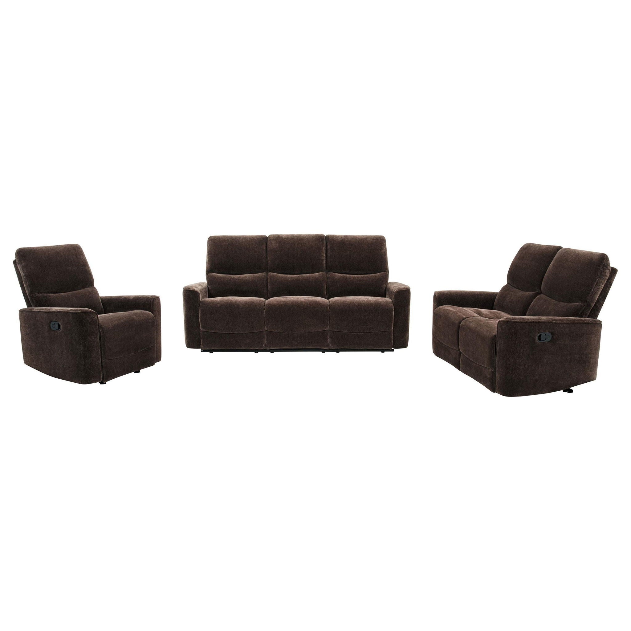 Navarro 3-piece Upholstered Reclining Sofa Set Dark Brown