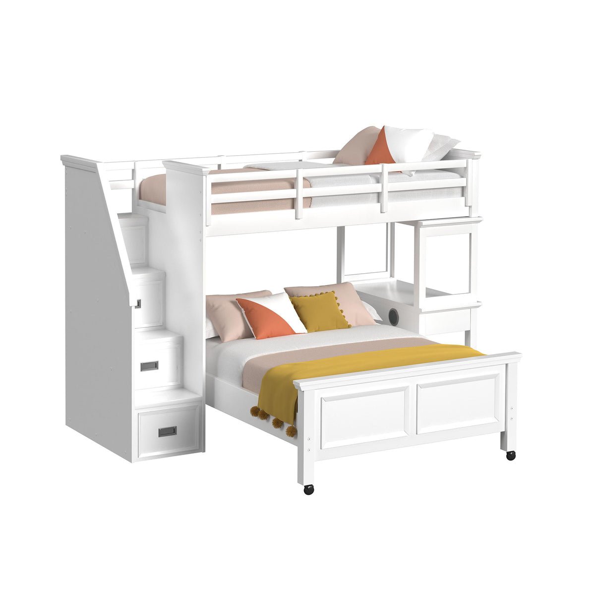 Hampton Kids Loft With Staircase And Desk With Speaker Bedroom Set in Black by Elements International, view 25