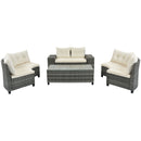 8 Pieces Outdoor Wicker Round Sofa Set, Half-Moon Sectional Sets All Weather, Curved Sofa Set With Rectangular Coffee Table, PE Rattan Water-Resistant And UV Protected, Movable Cushion