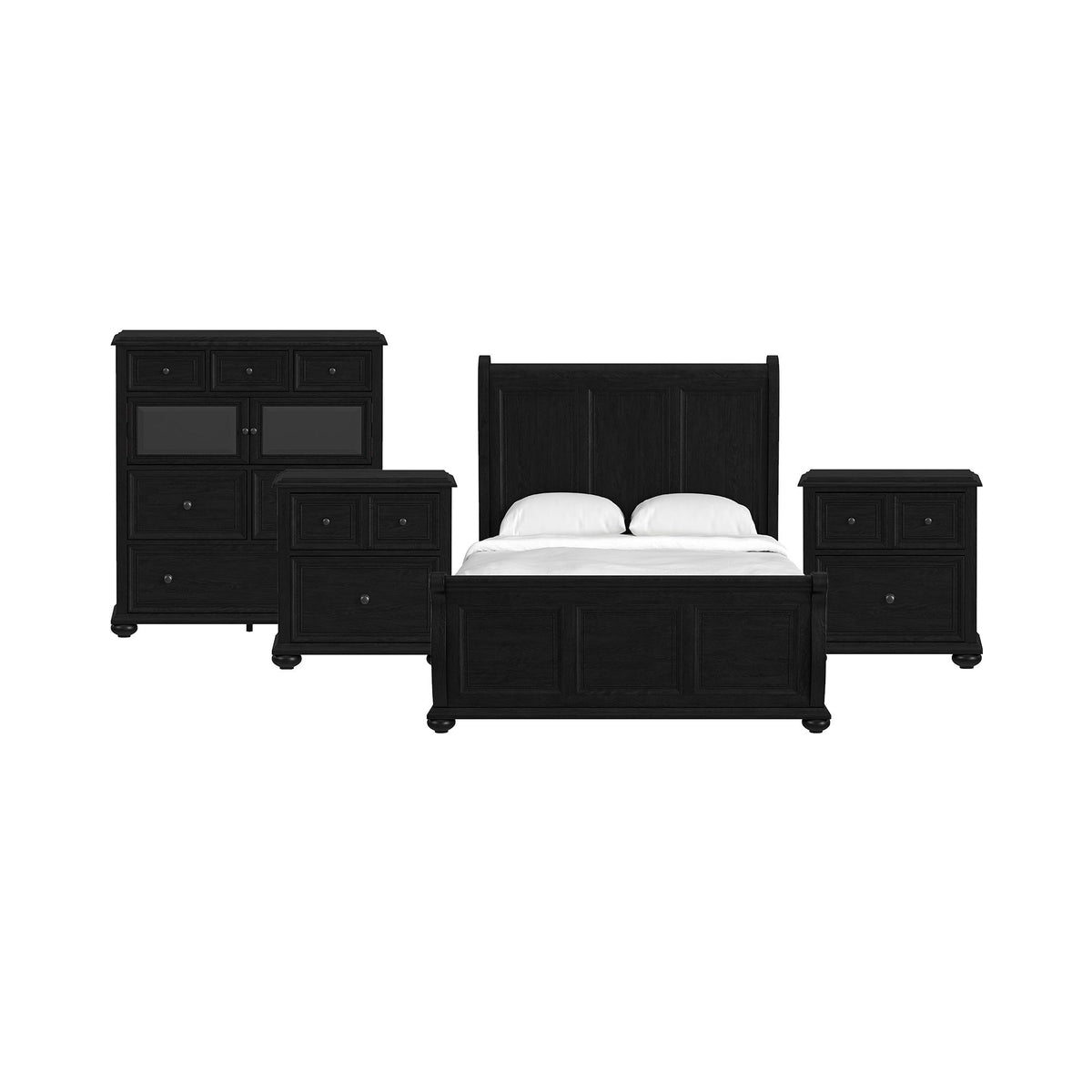 Heritage Sleigh Bedroom Set in Black by Elements International, view 8