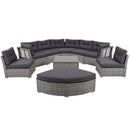 Elegant Patio Furniture Set Outdoor Daybed Rattan Sectional With Cushions And Center Table - Gray