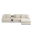 Sectional With Bluetooth Speakers L Shaped Couch With Console USB Charger, Cup Holders Storage Ottoman Deep And Wide Seat Cloud Sofa