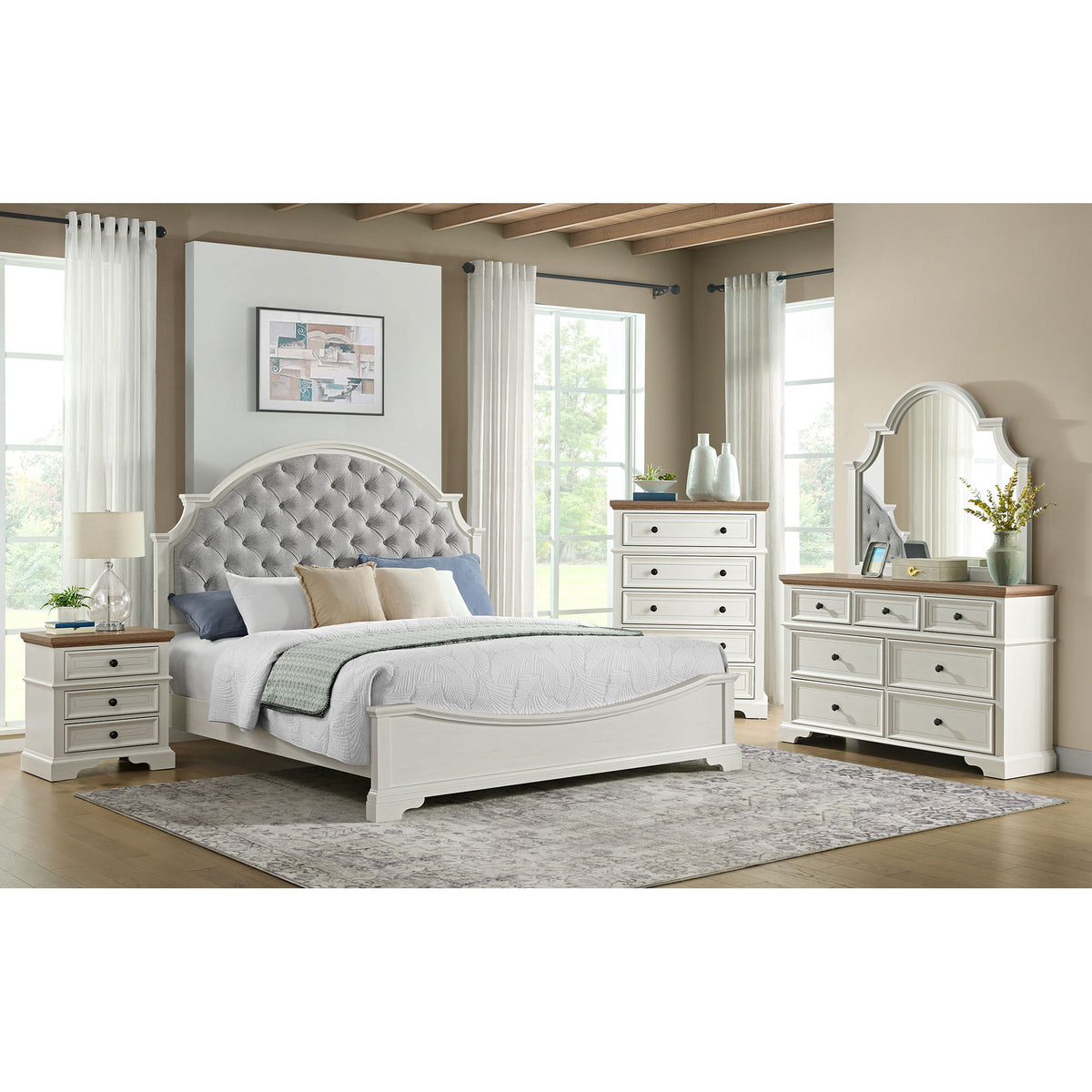 Eastwood Youth Upholstered Bed in White by Elements International, view 5