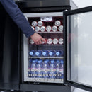 6 Burner 85, 000 Btu Outdoor Kitchen Island Grill With Wine Cooler Refrigerator, Rotisserie Kit, Granite Countertops & Sink - Black