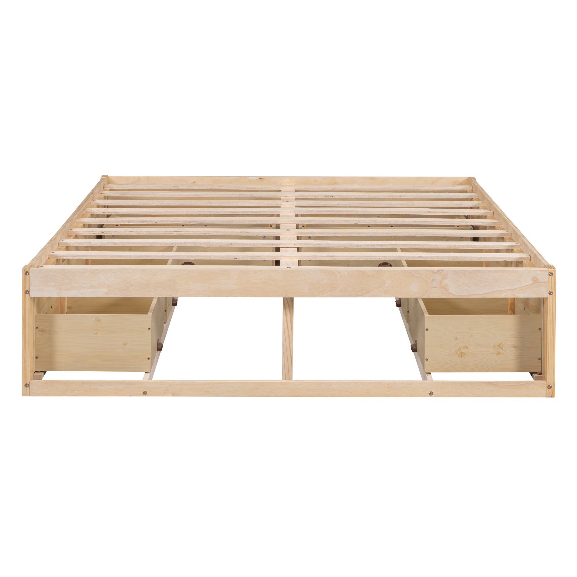 Queen Size Platform Bed with 6 Storage Drawers,Antique Natural - Atlantic Fine Furniture Melbourne FL