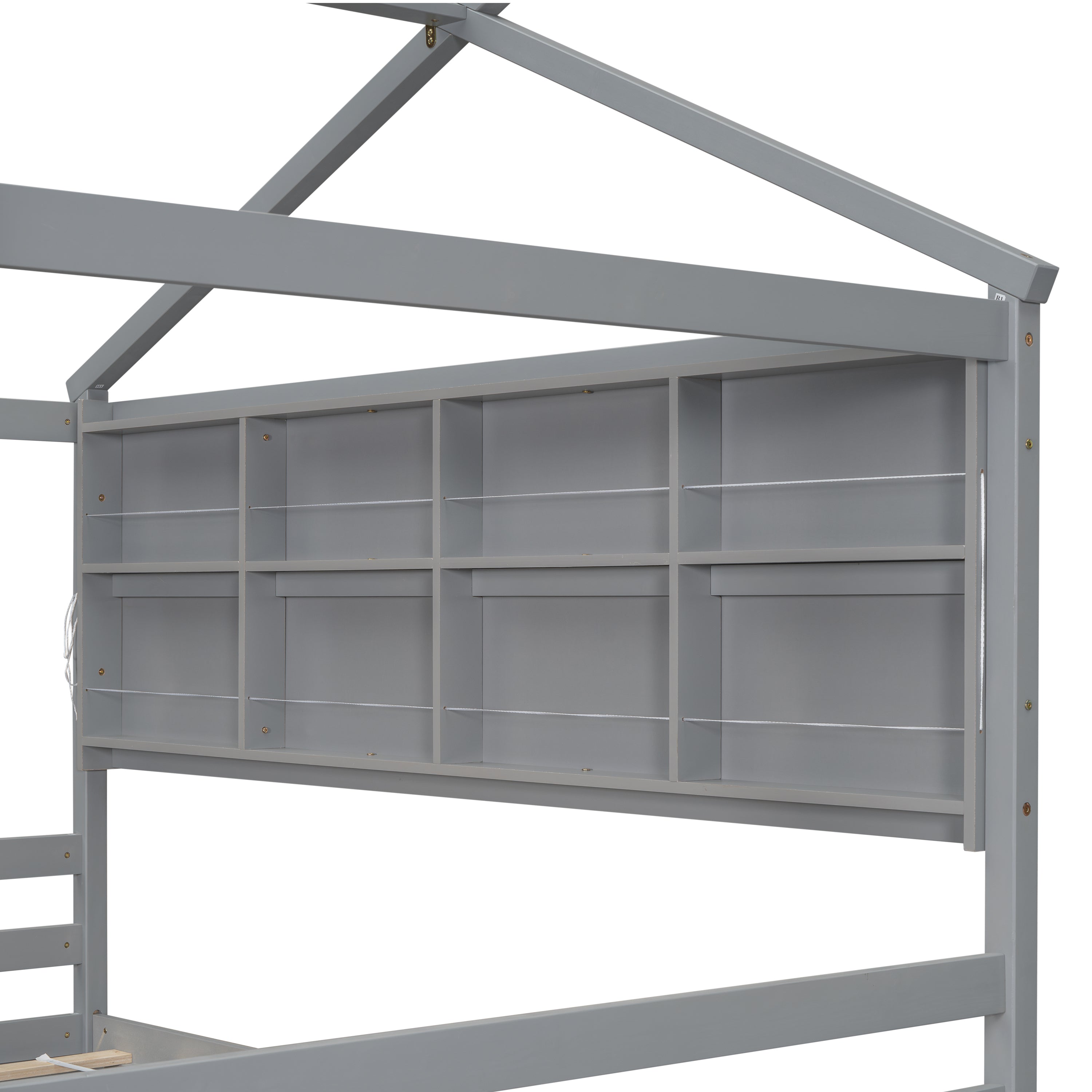 Full House Bed with Roof Frame, Bedside-shelves, Under Bed Storage Unit,Grey - Atlantic Fine Furniture Melbourne FL