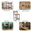 Bar Stools Paper Rope Weave Dining Chairs With Back Hand Weave Stools For Kichen Island, Bar & Counter (Set of 2)